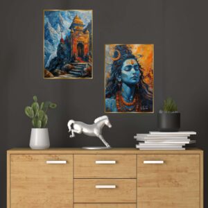 Set of Two Wall Paintings for Wall Dacoration Golden Framed Wall Paintings for Living Room & Bedroom Wall Art for Home Decoration & Office Wall Dรฉcor (14x11 inch CH-GD2-7)