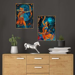 Set of Two Wall Paintings for Wall Dacoration Golden Framed Wall Paintings for Living Room & Bedroom Wall Art for Home Decoration & Office Wall Dรฉcor (14x11 inch CH-GD2-4)