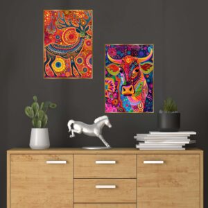 Set of Two Wall Paintings for Wall Dacoration Golden Framed Wall Paintings for Living Room & Bedroom Wall Art for Home Decoration & Office Wall Dรฉcor (14x11 inch CH-GD2-8)