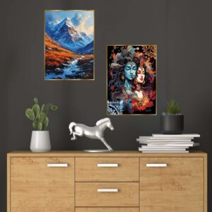 Set of Two Wall Paintings for Wall Dacoration Golden Framed Wall Paintings for Living Room & Bedroom Wall Art for Home Decoration & Office Wall Dรฉcor (14x11 inch CH-GD2-9)