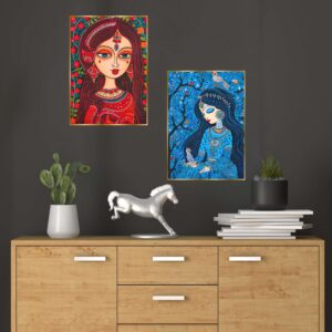 Set of Two Wall Paintings for Wall Dacoration Golden Framed Wall Paintings for Living Room & Bedroom Wall Art for Home Decoration & Office Wall Dรฉcor (14x11 inch CH-GD2-2)