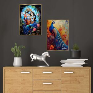 Set of Two Wall Paintings for Wall Dacoration Golden Framed Wall Paintings for Living Room & Bedroom Wall Art for Home Decoration & Office Wall Dรฉcor (14x11 inch CH-GD2-5)